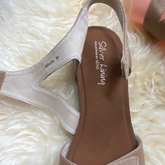 Silver Lining by Alivio Taupe Multi Kiara wedge heel strappy sandal EU 39 US 8.5 - Picture 9 of 10
